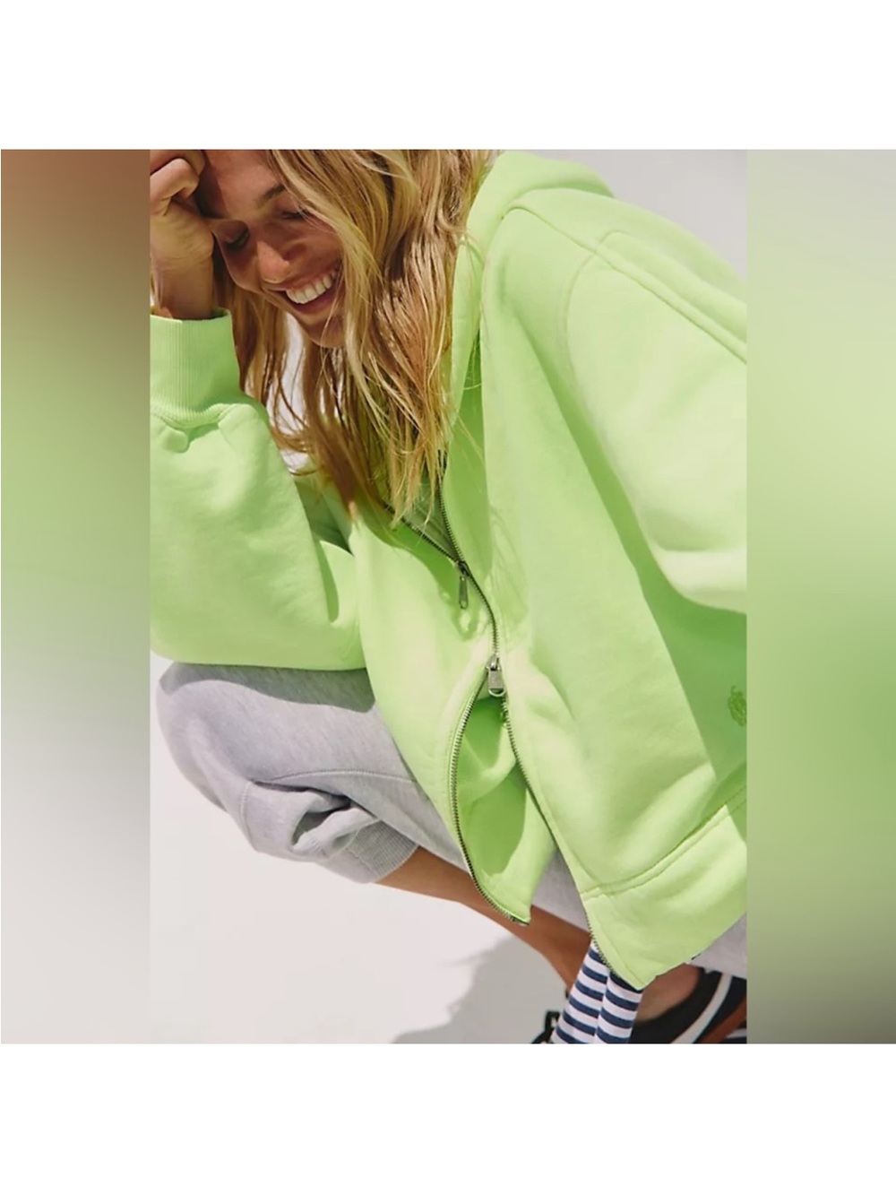 FP Movement by Free People “A cut above”Zip Hoodie- in sour citrus yellow - Picture 3 of 8
